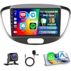 Hikity 2+64G Car Radio Navigation for Hyundai i10 2007-2013 with Wireless Carplay Android Car Mirror Link, 9 Inch Touchscreen Android 13 Radio Bluetooth with GPS WiFi EQ FM RDS SWC MIC Reversing