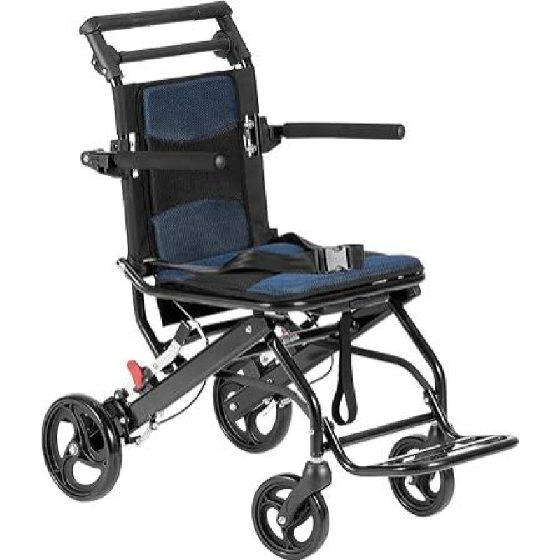 VEVOR Wheelchair, Lightweight Aluminium Transport Chair for Adults, Easy Folding with Desk Length Armrests that Fold Backwards, Safe Self-Locking