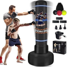 Standing Punch Bag for Adults, Teenagers, 180 cm Freestanding Inflatable Standing Punch Bag, Punch Bag with Stand and Boxing Reflex Ball & Air Pump, Kickboxing Bag for Fitness Training Muay Thai