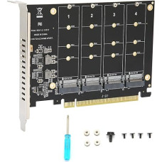 NVME PCIE Adapter Card 4 Port M.2 NVMe SSD to PCIE X16 M Key Hard Drive Converter Read Expansion Card (ph44)