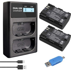 2 vnt. LP-E6 LP E6N atsarginių akumuliatorių ir USB LCD dvigubo akumuliatoriaus įkroviklio, suderinamų su 