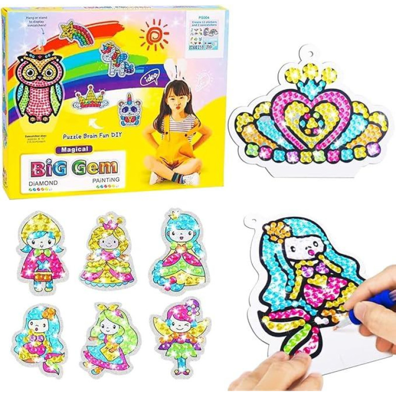 Deimantinis tapyba lipdukas Deimantinis tapyba paveikslėlių vaikams, 5D undinė dovanos tapyba Mozaika amatų rinkinys mergaitėms, pasidaryk pats menų amatai lipdukas Vienaragis / undinė rinkinys