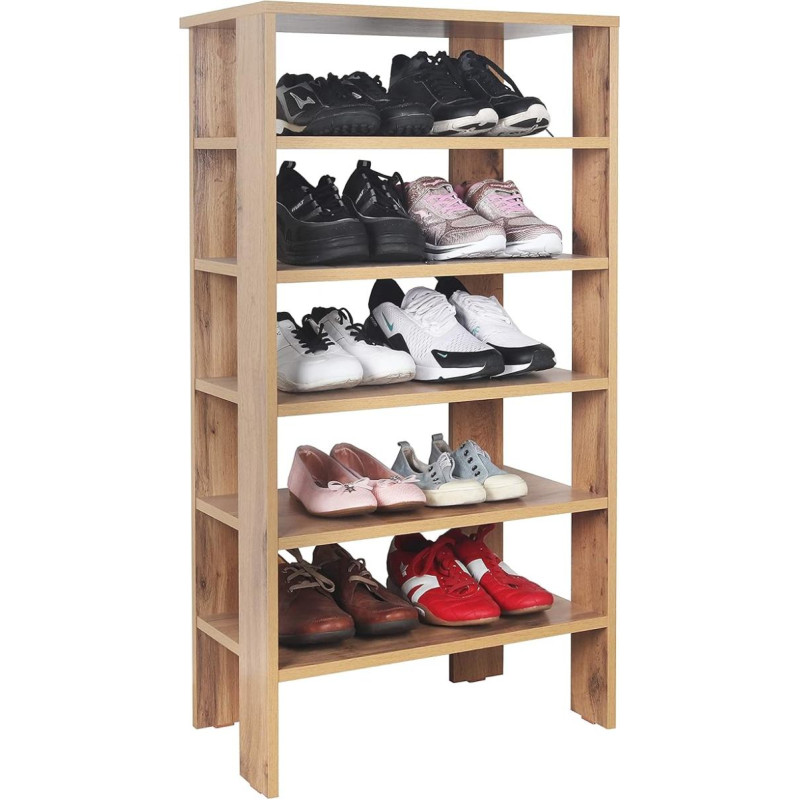 RICOO WM041-EW Batų laikiklis 105 x 60 x 32 cm, rudas ąžuolas - stovinti lentynų sistema, sandėliavimo lentyna