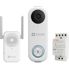 EZVIZ 2 MP skambučių rinkinys su dirbtinio intelekto asmens aptikimo funkcija ir skambėjimo signalu, dvipusis garsas, 170° matymo laukas, H.265 suspaudimas, dviejų juostų 