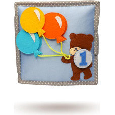 Jolly Designs Happy Bearsday - 6 puslapių mini tylioji knygelė - Montessori žaislas nuo 1 metų - motorinių įgūdžių ir jutiklių skatinimas - rankų darbo veltinio knygelė - edukacinis žaislas mažyliams - užimta knyga