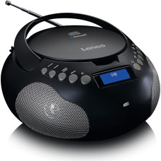 Lenco SCD-341 Portable CD Radio - CD Player - DAB+ Radio - Bluetooth - Transmitter and Track Memory - Clock - Stereo Speaker - Black