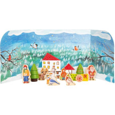 small foot 11675 Advent Calendar Winter Forest in 3D Backdrop, Made of Sturdy Cardboard with Solid Wood Figures, from 2 Years, Variety Toys, Multicoloured, One Size