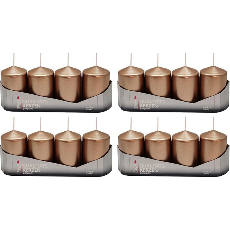 Pillar Candles Bronze Lacquered Pack of 16 (4 x 4 Pieces) Size Approx. 50 x 80 mm Advent Candles Christmas Candles Pillar Candles