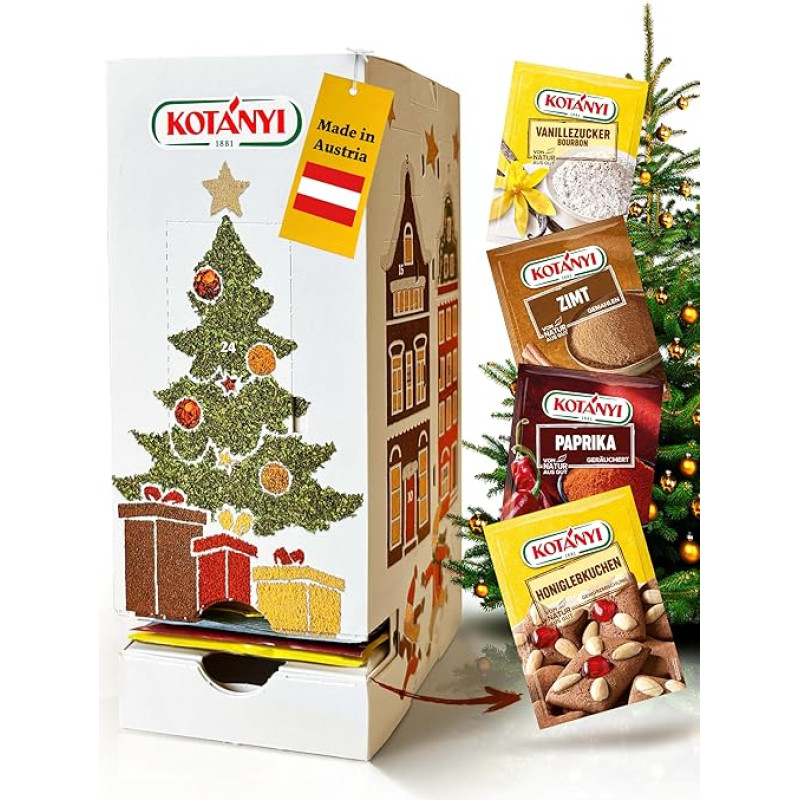 KOTÁNYI Advent Calendar 2024 - Advent Calendar with Spices - Includes Gingerbread Spice, Punch & More - Advent Calendar 2024 Women & Advent Calendar Men - [Buy Christmas Calendar Now!]