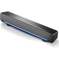 PC Soundbar Speaker, 3.5 mm USB HiFi Stereo Wired Sound Bar Speaker Boombox with 2 x 3W 3D Stereo Sound, Pure Bass for Computers, Laptops, Smartphones, Tablets, Projectors