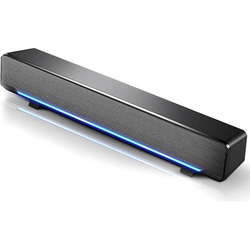 PC Soundbar Speaker, 3.5 mm USB HiFi Stereo Wired Sound Bar Speaker Boombox with 2 x 3W 3D Stereo Sound, Pure Bass for Computers, Laptops, Smartphones, Tablets, Projectors