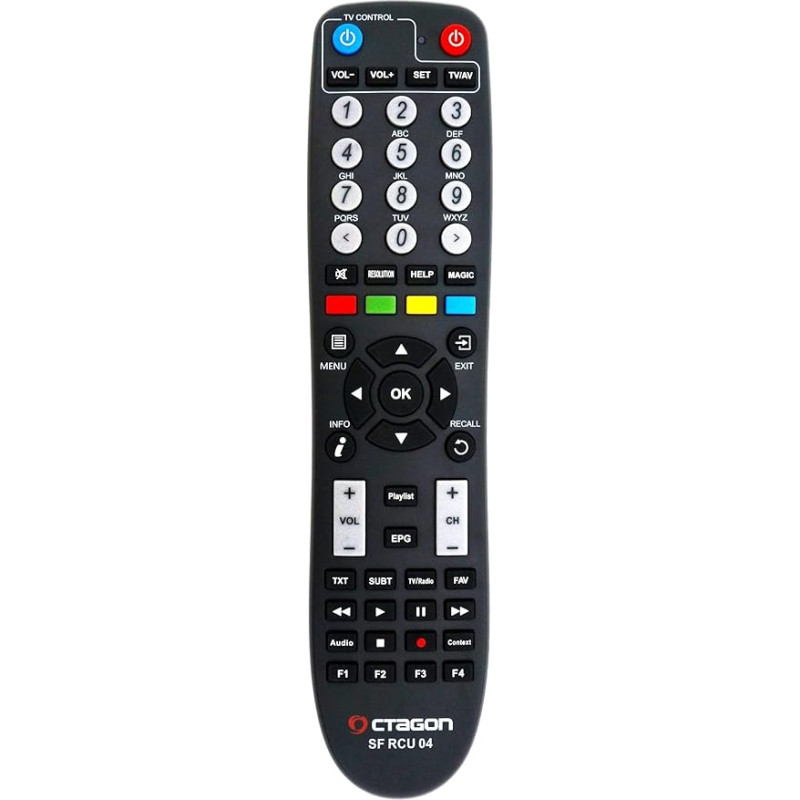 Octagon SF8008 4K UHD Original Remote Control for All SF8008 Models (SF RCU04), 2-in-1 Remote Control (without Teaching for Your Receiver & Learning for Your TV) New Model SF RCO 04