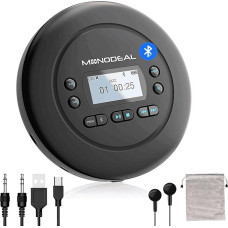 MONODEAL Portable CD Player Bluetooth, Rechargeable Discman for Car and Children, Anti-Skip, Small with Headphones