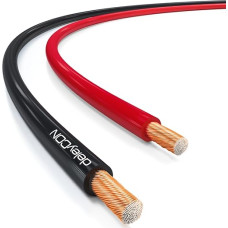 deleyCON 50 m Speaker Cable 2 x 1.5 mm² Copper-Coated Aluminium CCA Polarity Marking 2 x 48 x 0.20 mm Stranded Construction PVO/CPR Black / Red