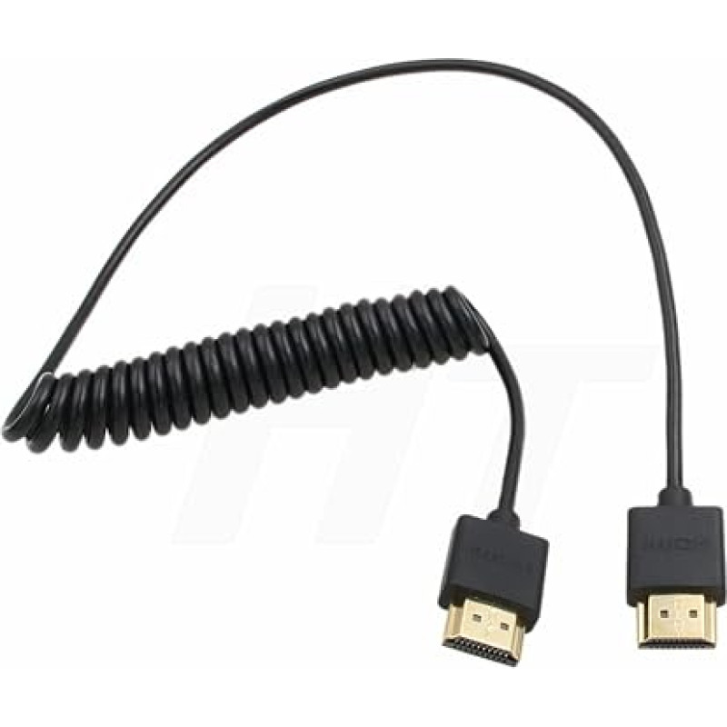 HangTon HDMI 8K 4K 60fps Cable Coiled 50 cm for Sony A9 Canon C500 Panasonic GH5 Nikon Camera Atomos Ninja V SmallHD Blackmagic Monitor Type A HDMI 2.1 Thin Flexible