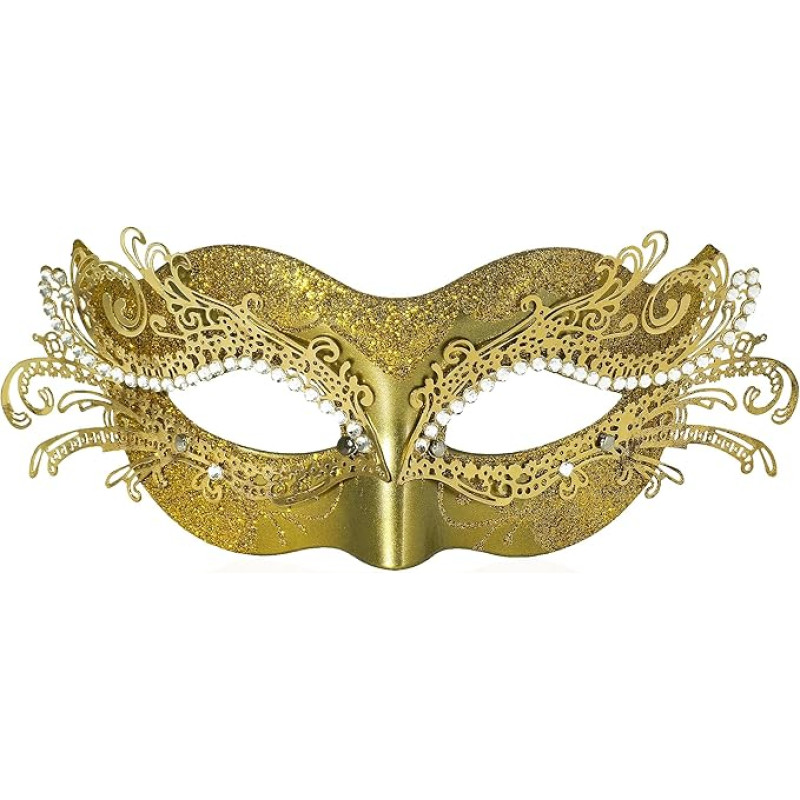 FRUOR 2024 Masquerade Mask with Rhinestones for Women Girls Costume Mask for Carnival New Year Party Christmas