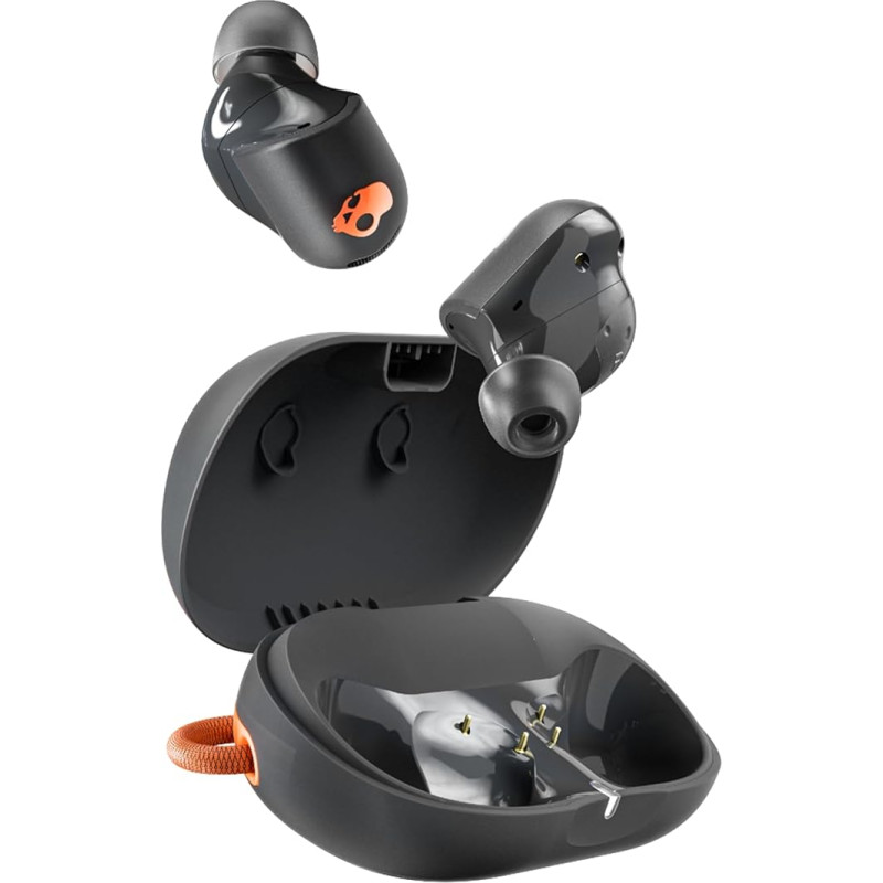 Skullcandy Sesh ANC Active Wireless In-Ear Headphones with Active Noise Canceling, 48 Hours Waterproof (IP67), Micro, Compatible with iPhone, Android, Bluetooth Devices - True Black/Orange