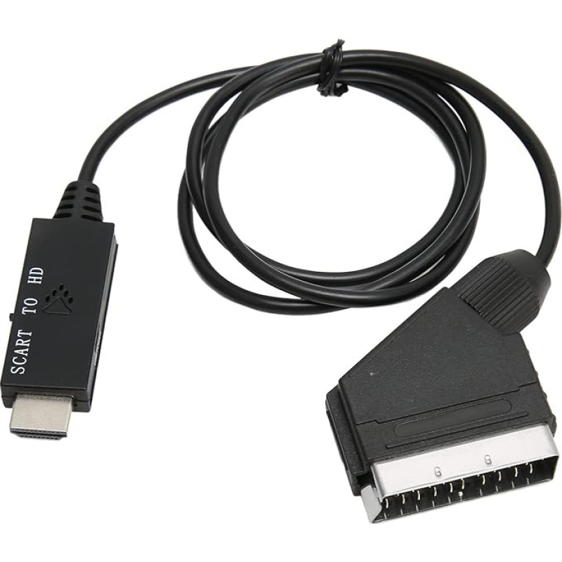 SCART to HDMI Converter Cable, HD 1080P SCART to HD Multimedia Interface Adapter Cable for TV, Sound Video DC 5V