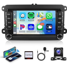 2G + 64G Wireless Carplay Android Car Radio for VW Golf 5 6 Passat Polo Tiguan Touran Caddy Skoda Seat with Android Car GPS Navigation WiFi Mirror Link 7 Inch Car Radio with Bluetooth FM/RDS/DAB