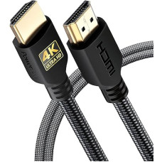 PowerBear 4K HDMI Cable 2 m Pack of 2 | 18Gbps High Speed HDMI Cable, Braided Nylon & Gold Plug, 4K @ 60Hz, Ultra HD, 2K, 1080P, ARC & CL3 Certified | for Laptop, Monitor, PS5, PS4