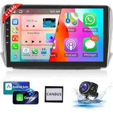 8 Core 4+64G: Hodozzy Carplay Car Radio for Peugeot 208/2008 2012-2018, 10 Inch Touchscreen Android Car Radio with Android Car/WiFi/GPS/RDS/FM/Bluetooth/DSP