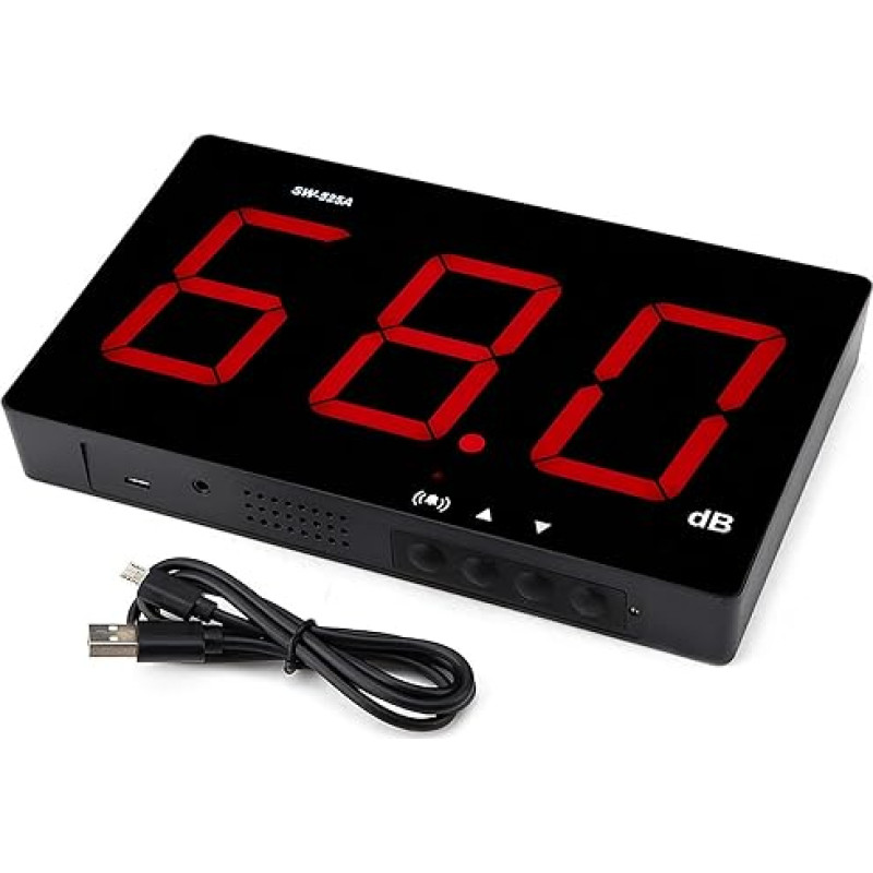 SW-525A Sound Level Meter, Digital Sound Level Meter 30~130 dB, 9.6 Inch LCD Screen Display, Wall Hanging Decibel Noise Measuring Tester with Data Logger & Alarm