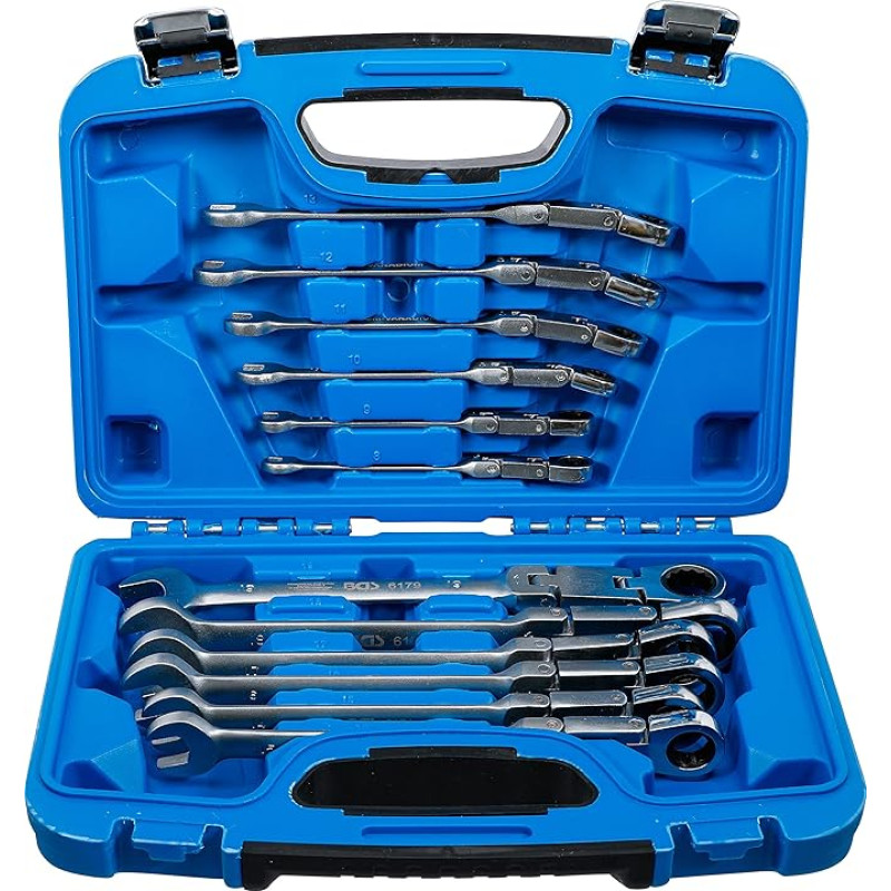 BGS 6180 | Dvigubo sujungimo reketinių žiedinių veržliarakčių rinkinys | kampinis | SW 8-19 mm | 12 dalių