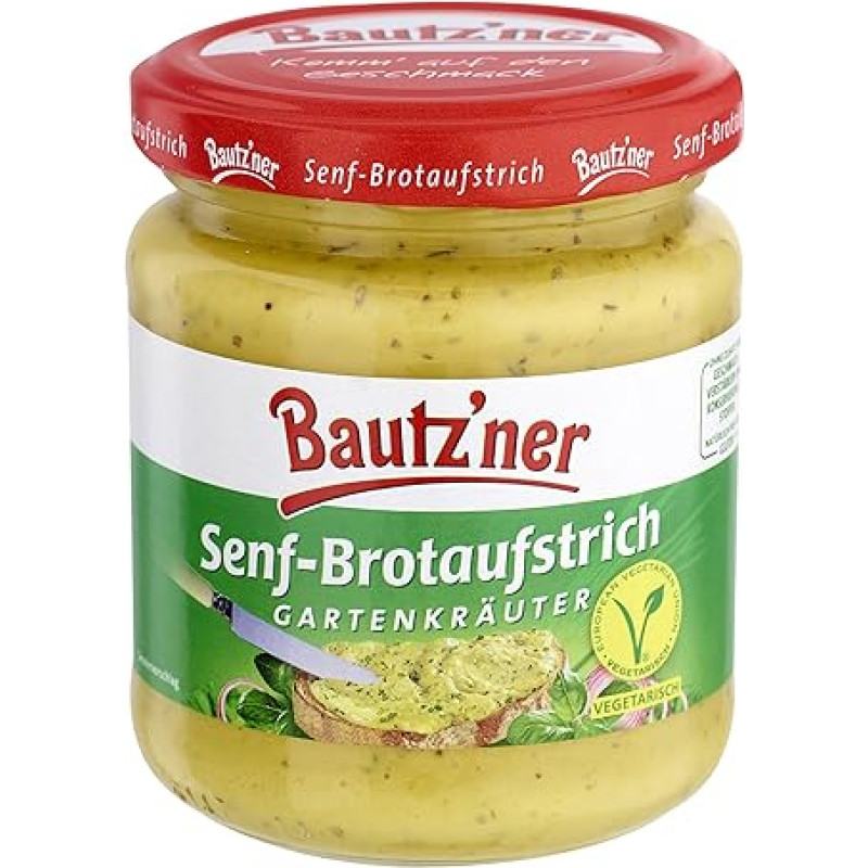 Bautz'ner - Garstyčių užtepėlė su žolelėmis - vidutinio karštumo garstyčios - 1 x 200 ml - idealiai tinka užkandžiams ir kepimui ant grotelių, vegetariška ir be glitimo