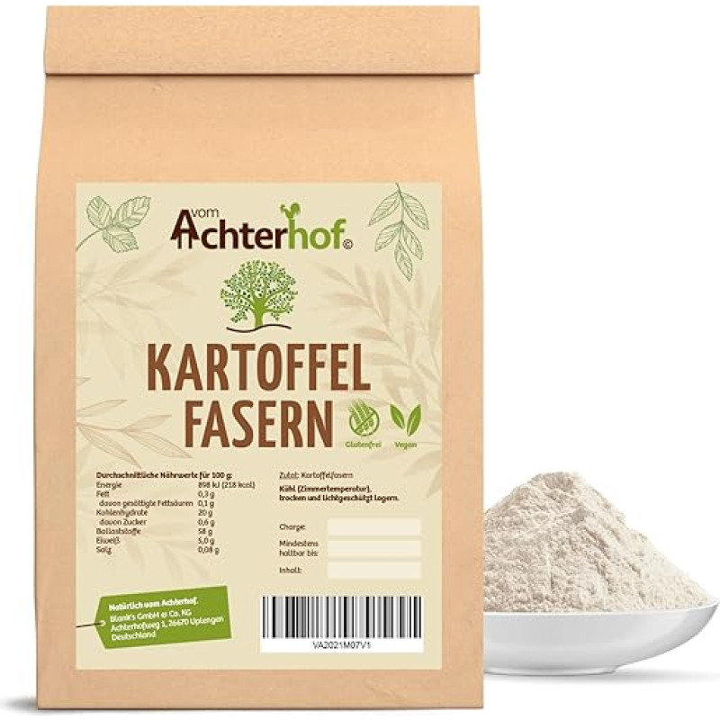Potato Fibres Low Carb | 1 kg | Controlled Quality | Low Carb Flour | Potato Powder | Direct from Achterhof