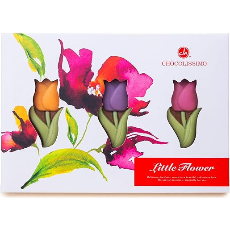 CHOCOLISSIMO - Flower Gift - Tulips Made of Chocolate - Gift for Women, Girls, Mum, Best Friend, Colleague, Wife, Gardener - Gift Idea Easter, Valentine's Day, Women's Day, Retirement