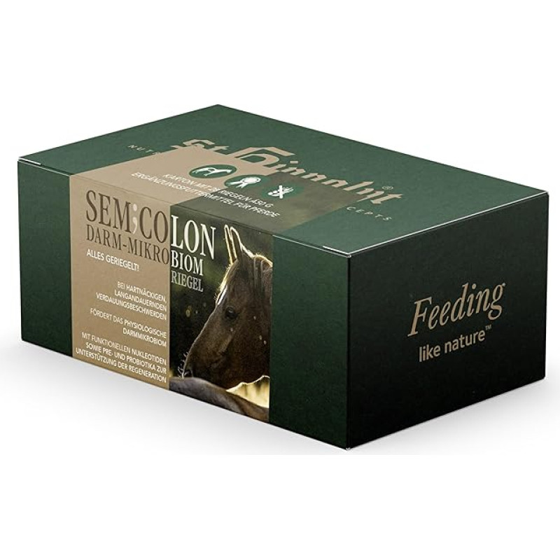 St. Hippolyt SemiColon Bar (Box 28 x 50 g) - Intestinal Microbiome Bar for Horses - Digestive Problems & Feces Water - Grain-Free & Low Starch & Sugar Content