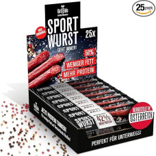 Grillido Sportwurst 25 x Protein Snack Original 625 g from Pork | Low Fat Salami with 42% Protein | Alternative to Mini Salami & Beef Jerky | High Quality Meat Snack for Sports & Fitness