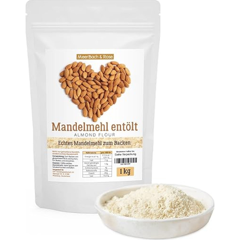 Migdolų miltai be aliejaus, 1 kg tikrų ispaniškų migdolų miltų kepimui, veganiškų ir be glitimo, 1 kg baltymų turtingų migdolų miltų