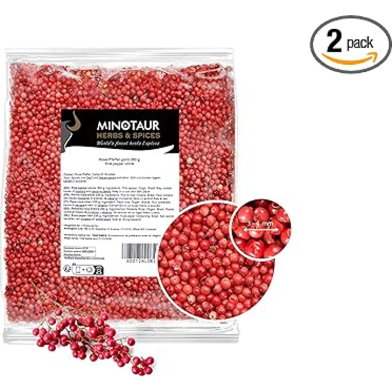 Minotaur Spices Pink Pepper Whole 2 x 250 g (500 g) Peppercorns Pink Berries