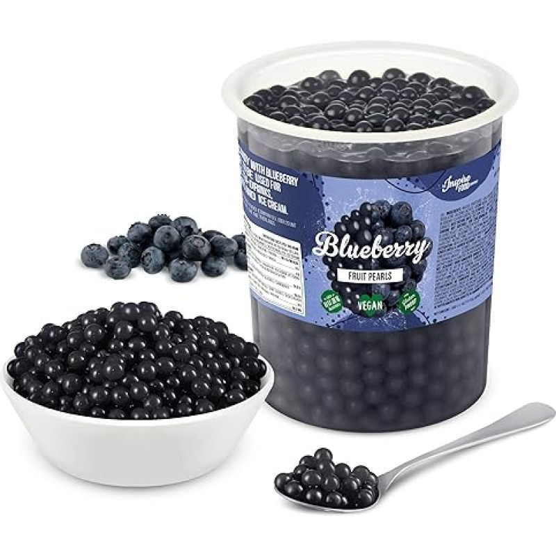 INSPIRE FOOD Bubble Tea Beads Blueberry for Bubble Tea, Popping Boba Beads, Tapioca Fruit Beads and Boba Beads - 100% Vegan and Gluten-Free, No Artificial Dye, 1 kg