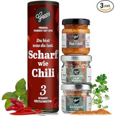 Gepp's Delicatessen Spice Set Chili I Delicatessen Spices I Gift Idea for Spicy Lovers with Garlic Chili Salt, Chilli Flakes & Hot Chili Mustard I Chilli Grill Spice, Burger Spice