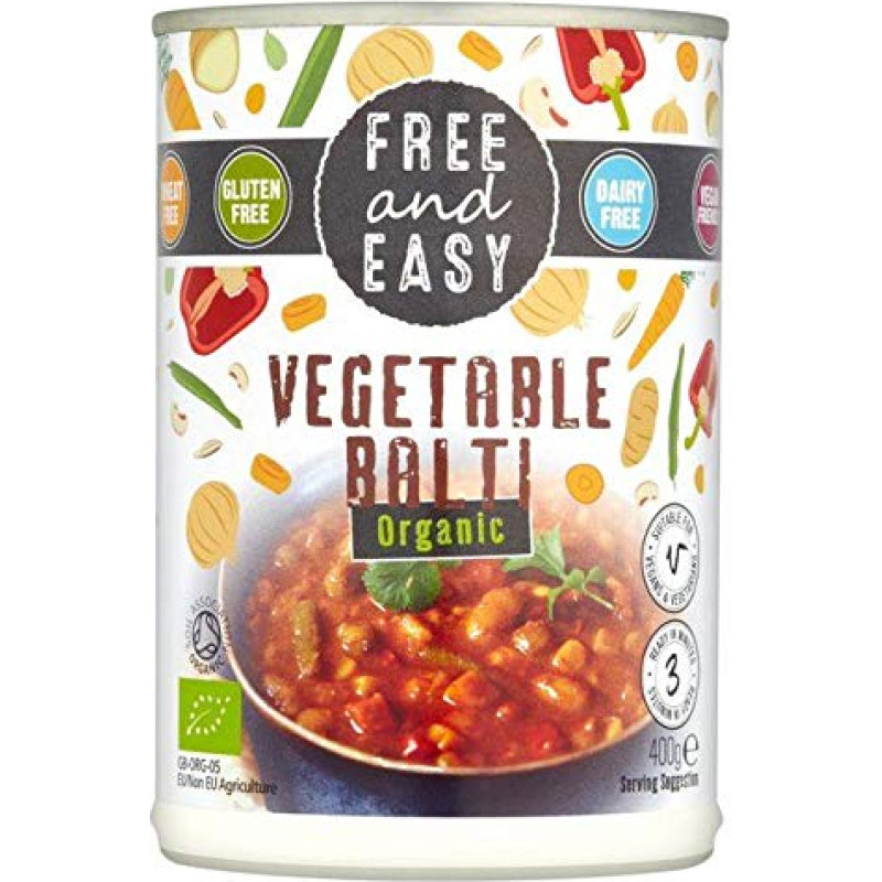 Free & Easy Frei Von Milch Frei Bio-Gemüse Balti Fertiggerichte 400G