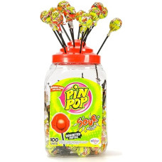 PIN POP Bubblegum Filled Centre Lollipops (Gelatine Free) (Sour Mix)