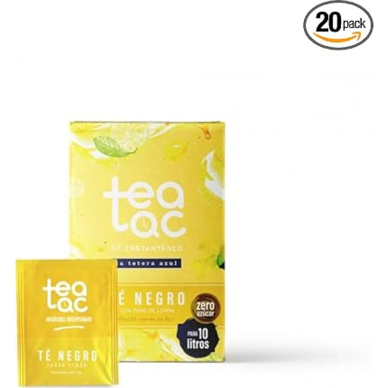 LA TETERA AZUL Cold Black Tea Lemon Flavour Cold Infusion Powder Tea Tac Box of 20 Envelopes