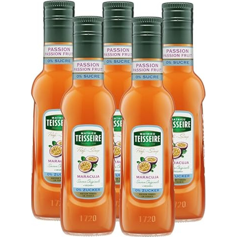 Mathieu Teisseire Drink Syrup Passion Fruit 0% Sugar 0.25 L Cocktails (Pack of 5)