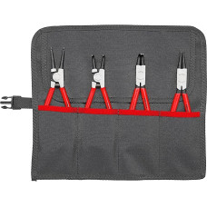 Knipex 00 19 56 Angled Circlip Plier in Tool Roll, Black/Red/Silver, Set of 4 Piece