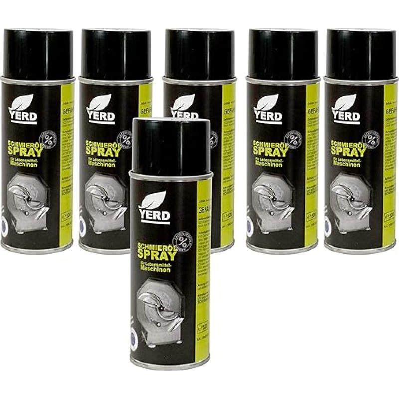 Yerd 6 x tepimo alyvos purškiklis, skirtas maisto pramonės įrangai ir mašinoms