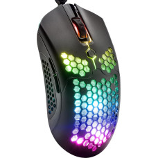 MAMBASNAKE Laidinė lengva žaidimų pelė 65G, 26 RGB apšviestos USB žaidimų pelės ir 7 programuojami mygtukai, 12000 DPI, su itin lengvu medaus korio korpusu, skirta kompiuterių žaidėjams, 