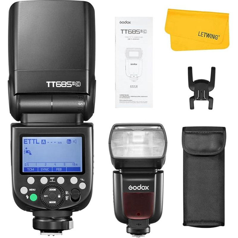Godox TT685II-C TTL blykstės įrenginys HSS 1/8000s GN60 2.4G belaidė X sistema, TCM momentinės konversijos transmisijos fotoaparato blykstė Speedlite, suderinama su Canon EOS fotoaparatais