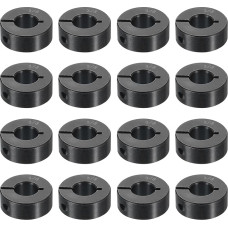 sourcing map 16 Stück eingeteilte Schaftmanschette, 0,95 cm Bohrung, einteiliger Klemmkragen, 2,2 cm Außendurchmesser, 11/32 Zoll Dicke, schwarzes Oxidstahl-Set, Schraubverschluss-Kragenklemme