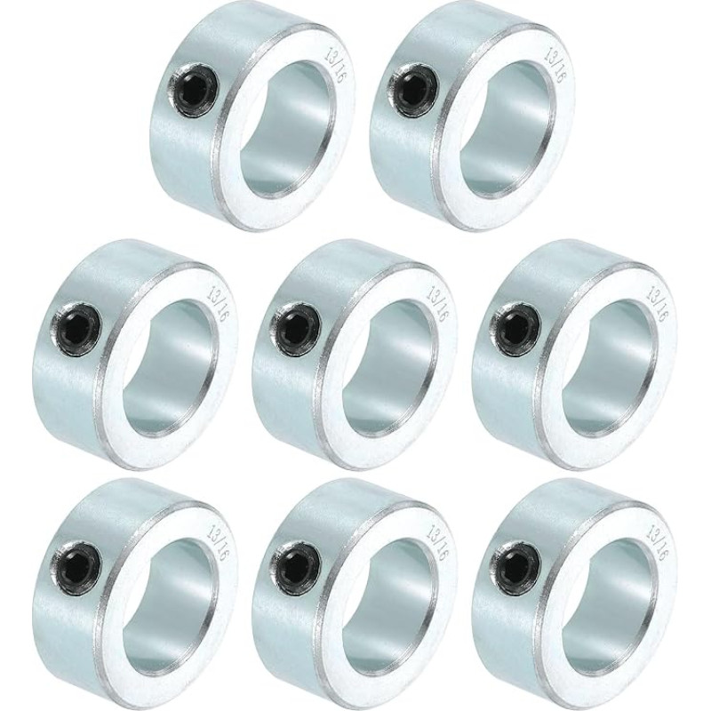 sourcing map 8-teiliges Set Schraubenmanschetten 13/16 Zoll Bohrung Karbonstahl Schaftmanschetten, 1-5/16 Zoll Außendurchmesser, 9/16 Zoll Breite Lock Achsmanschette Klemme für Linearstange
