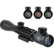 FOCUHUNTER Airsoft šautuvo optinis taikiklis 3-9 x 40 mm Taktinis snaiperio šautuvo optinis taikiklis su apšviesta raudona/žalia dėme ir integruotu 11/20 mm Picatinny montavimo bėgiu medžiokliniams pneumatiniams šautuvams