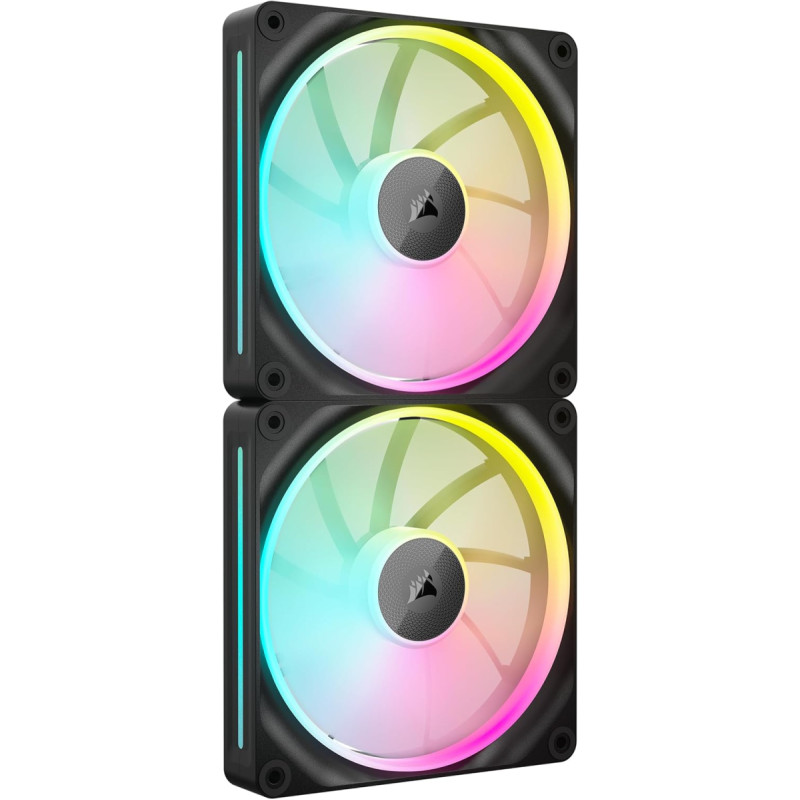 CORSAIR iCUE LINK LX140 RGB 140mm PWM Fan Twin Pack - Two Light Loops - Includes iCUE LINK System Hub - CORSAIR AirGuide Technology - Black