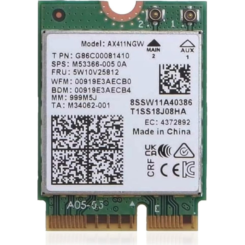 HighZer0 Electronics AX411 WiFi 6E kortelė | Trijuostis Wi-Fi | Iki 3,0 Gbps | CNVio2 M.2 Wifi kortelė kompiuteriui | Palaiko Bluetooth 5.3 | Reikalingas Intel 12+ kartos procesorius Windows 10/11, Linux | AX411NGW