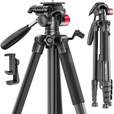 CAMBOFOTO 74 Inch Camera Tripod Porfessional Aluminum Heavy Duty Vlog/Video Recording Tripod with Travel Bag for Mirrorless DSLR/Phone/Camcorder/Spotting Scopes